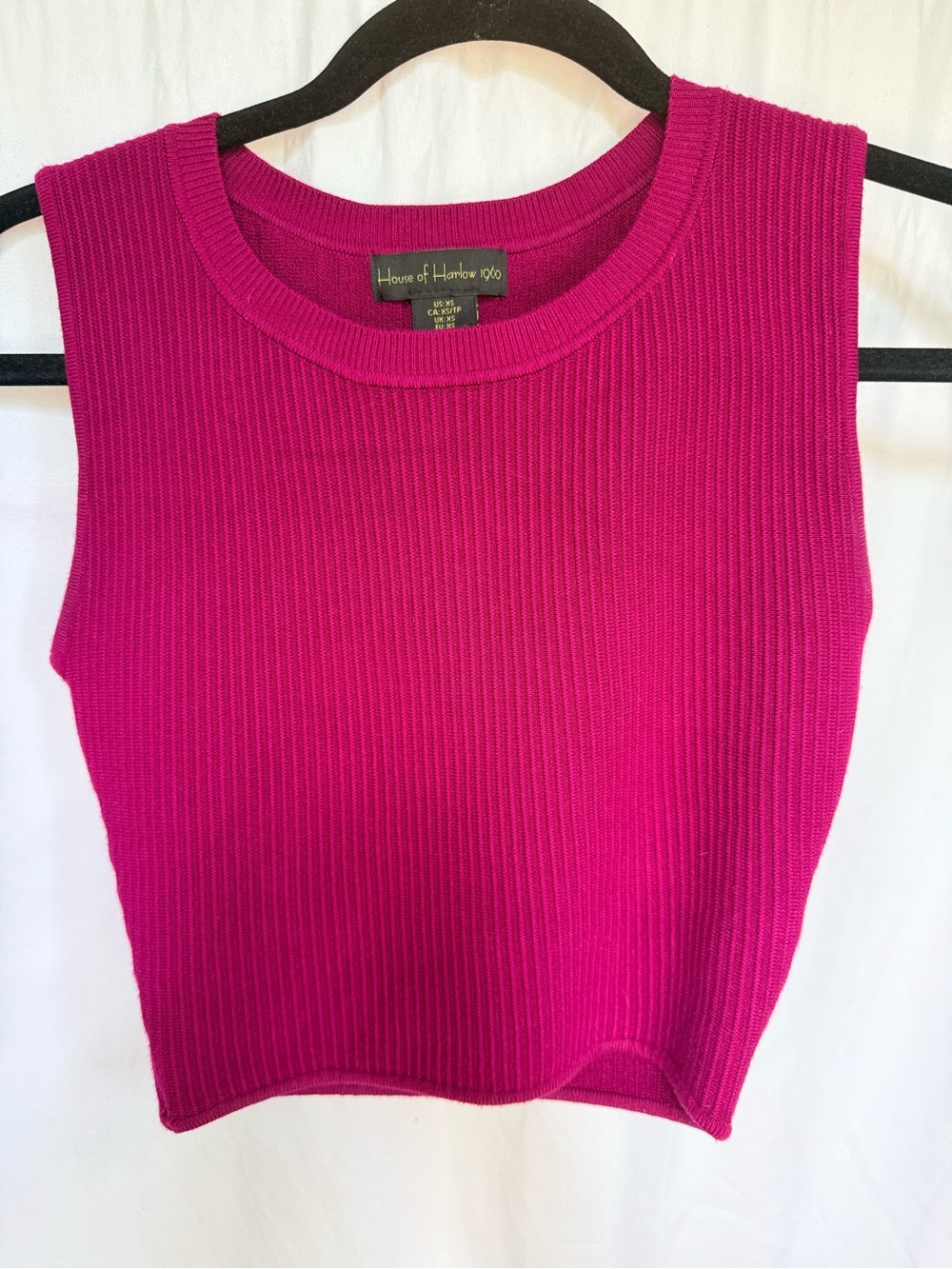 House of Harlow 1960 Ribbed Crop Tank - Deep Berry - Picture 2 of 4